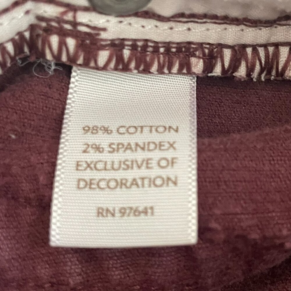 J Jill Burgundy Corduroy Pants Size 2 Slim Straight Leg - Picture 10 of 10